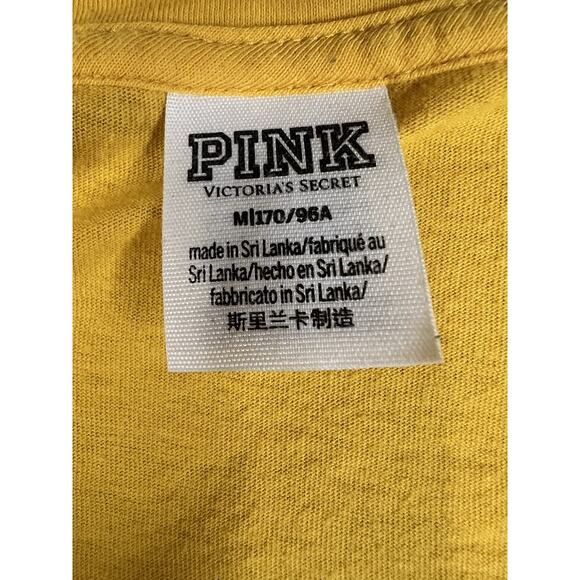 Victoria’s Secret PINK Yellow V-Neck T-Shirt Women’s Size M - Picture 2 of 6